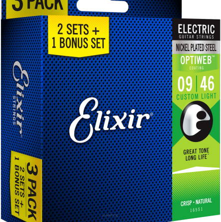 ELIXIR STRUNY DO GITARY ELEKTRYCZNEJ OPTIWEB 9-46 3-PACK