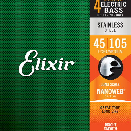 ELIXIR STRUNY DO GITARY BASOWEJ NANOWEB STALOWE 45-105 4-STR