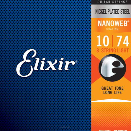 ELIXIR STRUNY DO GITARY ELEKTRYCZNEJ NANOWEB 10-74 8-STR