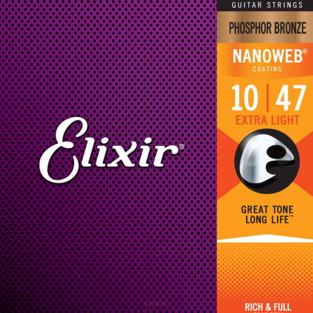 ELIXIR STRUNY DO GITARY AKUSTYCZNEJ NANOWEB PHOSPHOR BRONZE 10-47