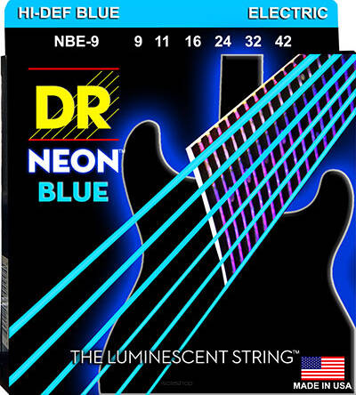 DR Strings NBE-9 Neon Blue struny do gitary elektrycznej 9-42