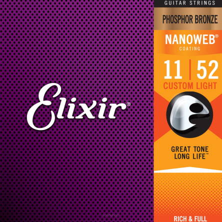 ELIXIR STRUNY DO GITARY AKUSTYCZNEJ NANOWEB PHOSPHOR BRONZE 11-52