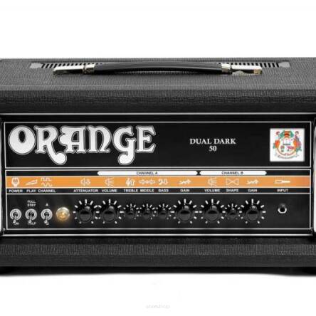 Orange Dual Dark 50 Lampowy head gitarowy o wysokim wzmocnieniu, 50 Watt, Klasa A/B, 2 kanały, Pętla efektów, Attenuator