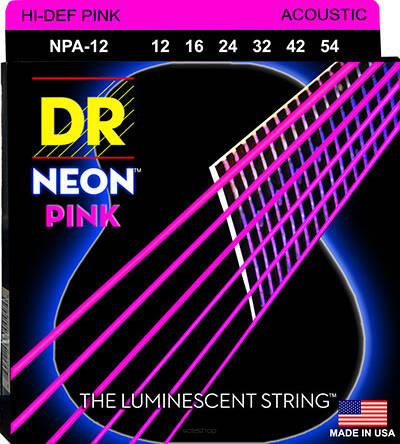 DR Strings NPA-12 12-54 neon pink struny do gitary akustycznej