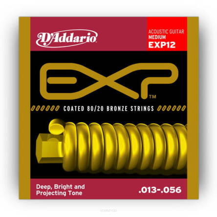 Struny D'Addario EXP12 Coated 80/20 Bronze Medium 13-56 struny do gitary akustycznej