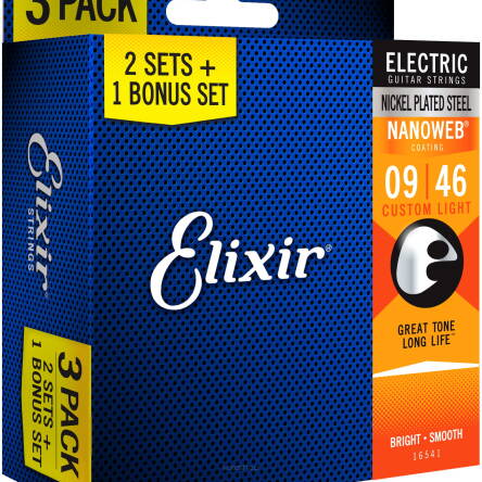 ELIXIR STRUNY DO GITARY ELEKTRYCZNEJ NANOWEB 9-46 3-PACK