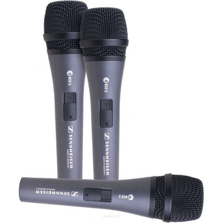 Sennheiser e835-S3-PACK - 3 MIKROFONY DYNAMICZNE WOKALOWE KARDIOIDALNE Z WYŁĄCZNIKIEM