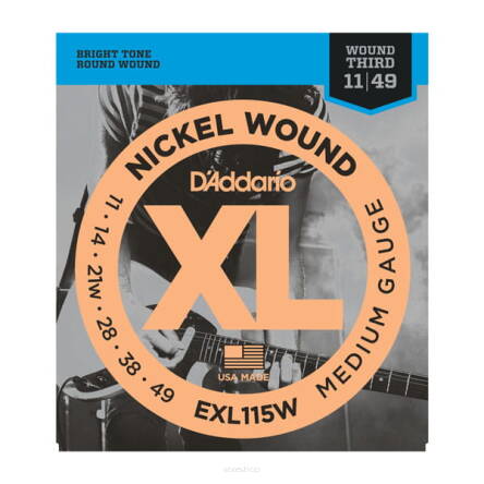 Struny D'Addario EXL115W Nickel Wound Medium/Blues-Jazz Rock Wound 3rd 11-49