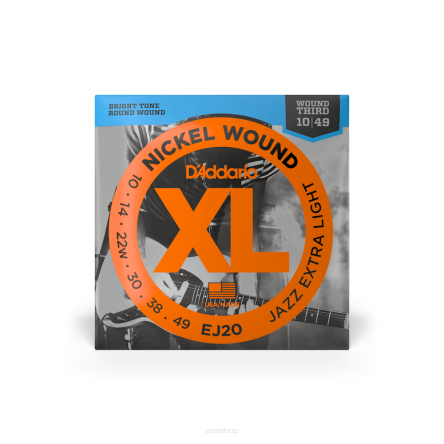 Struny D'Addario EJ20 Nickel Wound Jazz Extra Light Gauge Wound 3rd 10-49