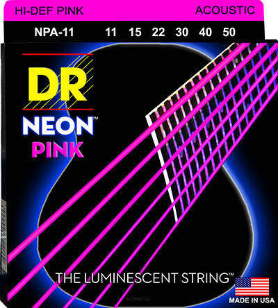 DR Strings NPA-11 11-50 neon pink struny do gitary akustycznej