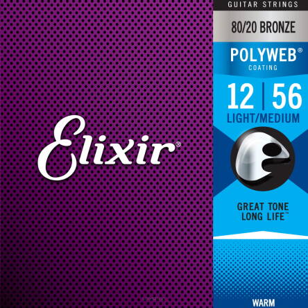 ELIXIR STRUNY DO GITARY AKUSTYCZNEJ POLYWEB 80/20 BRONZE 12-56