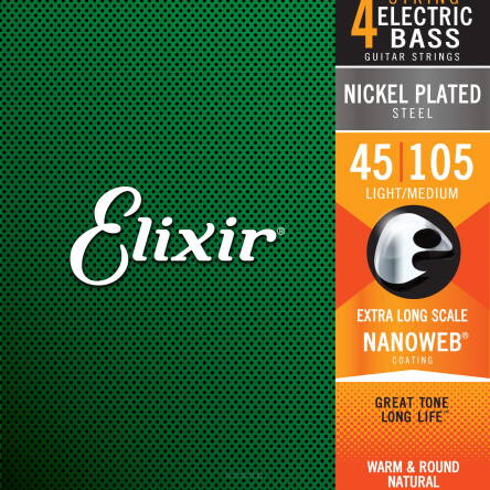 ELIXIR STRUNY DO GITARY BASOWEJ NANOWEB NIKLOWANE 45-105 4-STR XL