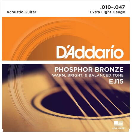 Struny D'Addario EJ15 Phosphor Bronze Extra Light 10-47 struny do gitary akustycznej