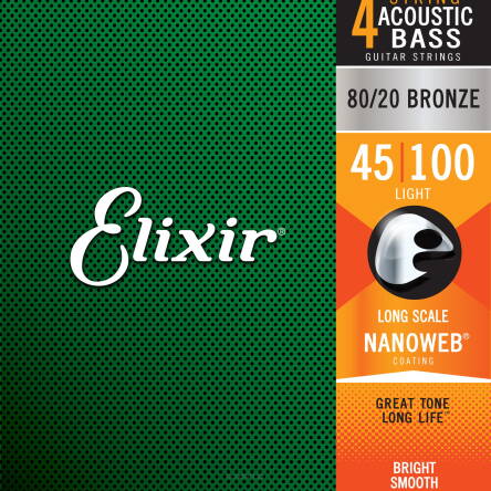 ELIXIR STRUNY DO GITARY BASOWEJ AKUSTYCZNEJ NANOWEB 80/20 BRONZE 45-100 4-STR