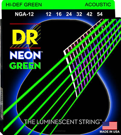 DR Strings NGA-12 12-54 neon green struny do gitary akustycznej