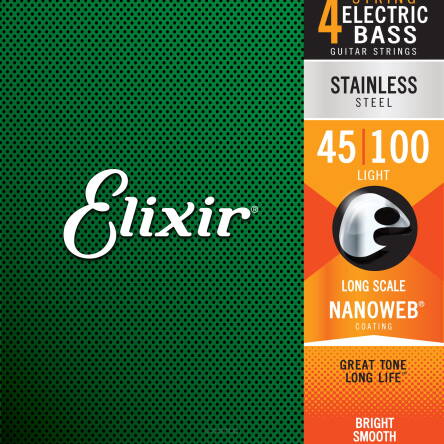 ELIXIR STRUNY DO GITARY BASOWEJ NANOWEB STALOWE 45-100 4-STR